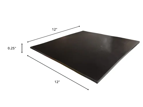 Vista 2 de Hoja de poliuretano fundido, 12 x 12 pulgadas, varios colores y tamaños disponibles, grosor de 1/4 pulgadas, durómetro 40A, negro