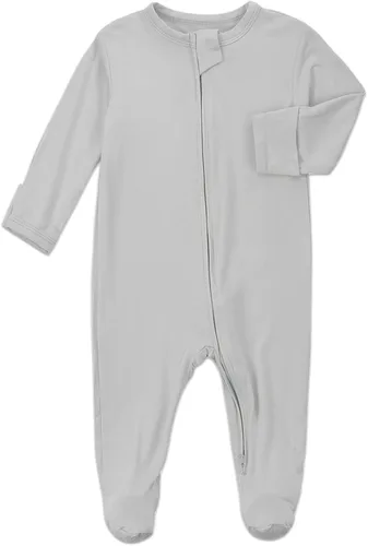 Vista 3 de Aablexema Pijamas con cremallera para bebé, rayón de bambú, pijamas con pies y mitones, pijamas para dormir