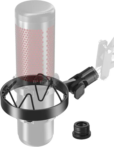 Vista 10 de AT2020 Soporte de amortiguador para micrófono con filtro pop, [Construido a medida para micrófono audio technica] Clip de sujeción de amortiguador