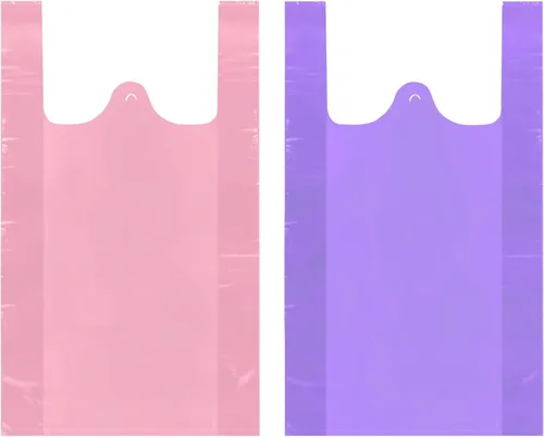 Vista 10 de LazyMe Bolsas para camisetas, bolsas de plástico con asas a granel para compras y restaurantes, bolsas de plástico para negocio, 12 x 20 pulgadas