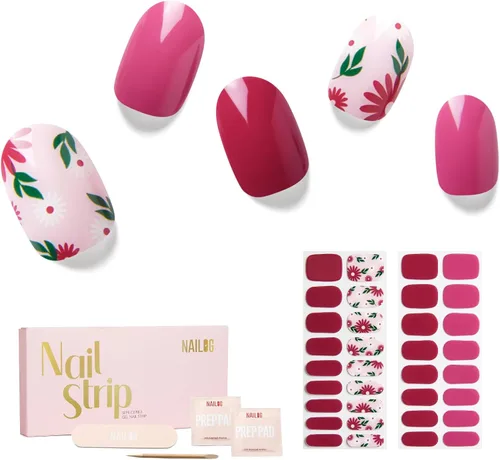 Vista 29 de NAILOG - Tiras de uñas de gel semicuradas 34 piezas Compra 2 y obtén 1 lámpara ultravioleta Calcomanías de esmalte de uñas duraderas con acabado