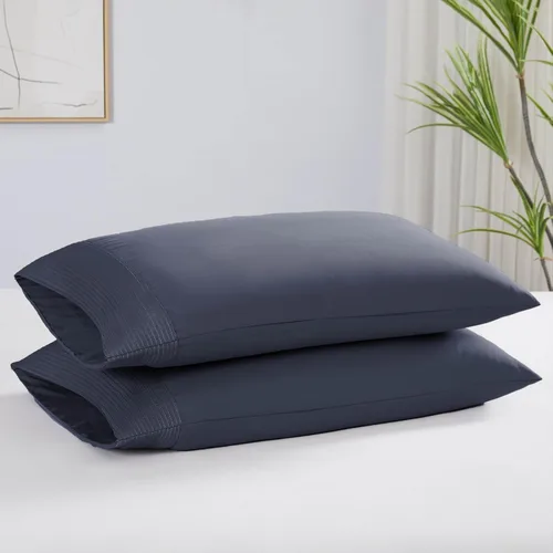 Vista 78 de Southshore Fine Linens® - Vilano® Springs - Par de fundas de almohada plisadas, color negro, estándar (Queen)