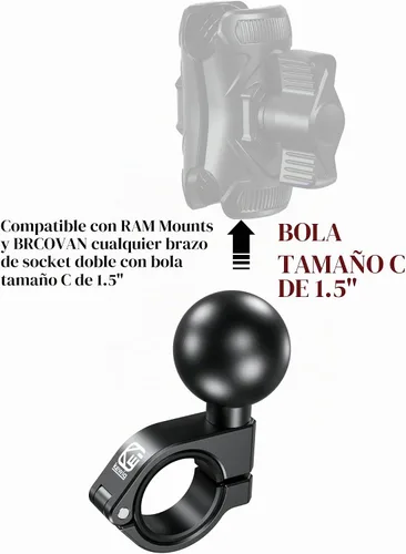 Vista 7 de BRCOVAN Montaje de bola de 1,5 pulgadas, base de abrazadera de manillar