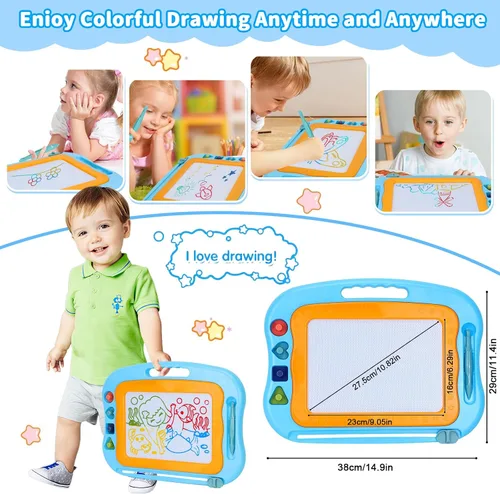 Vista 3 de BABLOCVID - Pizarra magnética para dibujar, juguetes para niños pequeños para niños y niñas, pizarra de garabatos borrable de 15 pulgadas