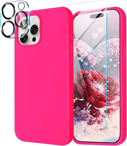 Vista 10 de Fingic Funda para iPhone 13 [5 en 1 con 1 protector de pantalla + 1 protector de lente de cámara] Cojín de forro de microfibra de silicona líquida
