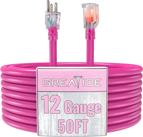 Vista 21 de Cable de extensión para interiores con extremo iluminado, cable de extensión resistente de calibre 12 de 3 pies, cable de extensión de 3 clavijas