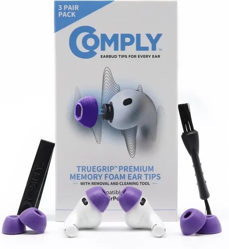 Vista 10 de Comply TrueGrip Almohadillas de repuesto premium de espuma viscoelástica para auriculares Apple AirPods Pro Gen 3 Comodidad duradera, ajuste