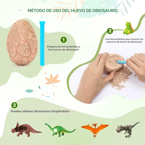 Vista 3 de Desenterrar huevos fósiles de dinosaurios, rompe 12 huevos únicos y descubre 12 lindos dinosaurios, juguete de excavación de Pascua para niños de 3