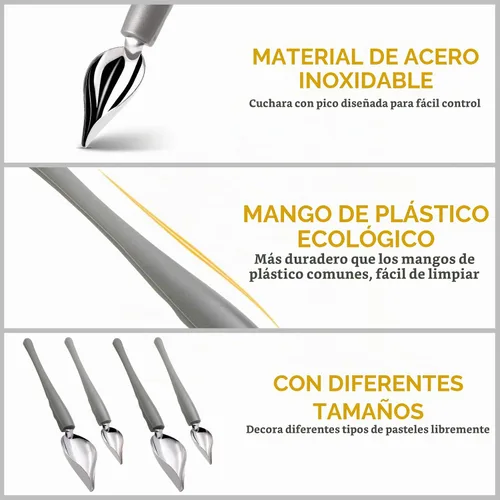 Vista 6 de Angoily 4 cucharas decorativas de dibujo, cuchara de chocolate de acero