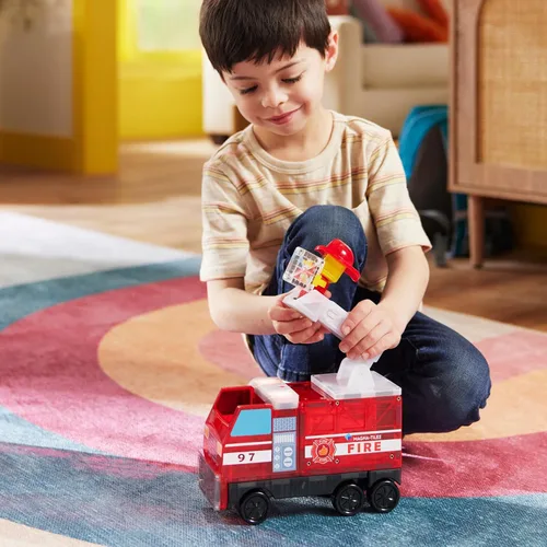 Vista 4 de MAGNA-TILES Fire Station - Juego de construcción magnética de 50 piezas, la marca original de construcción magnética