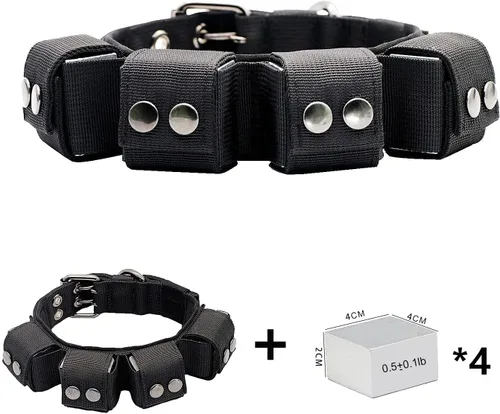 Vista 5 de Collar táctico con peso para perro, collar de entrenamiento ajustable con pesas libres, collar de nailon acolchado suave con hebilla de metal