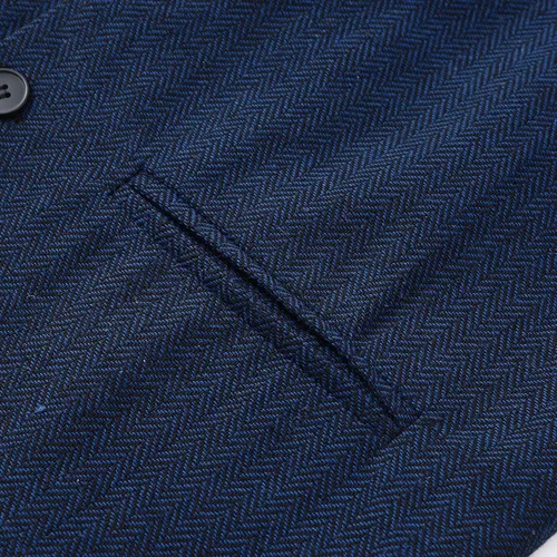 Vista 5 de Cloudstyle Chaleco de traje de cuello alto mandarín para hombre, chaleco de tweed de espiga Azul marino