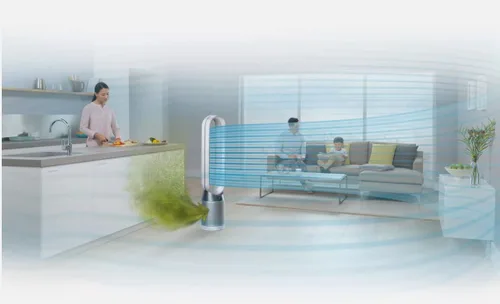 Vista 2 de Dyson Pure Cool Purfier Fan TP4A Ventilador purificador controlado remoto con filtración HEPA (blanco y plateado), estándar (renovado)
