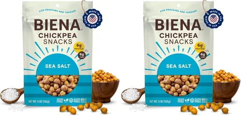 Vista 12 de Biena Bocadillos crujientes de garbanzos tostados, barbacoa, alto en proteínas, alto en fibra, sin gluten, a base de plantas, sin OMG, aperitivos