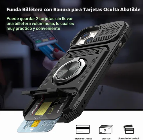 Vista 2 de Vofolen Funda tipo cartera para iPhone 13 con tarjetero