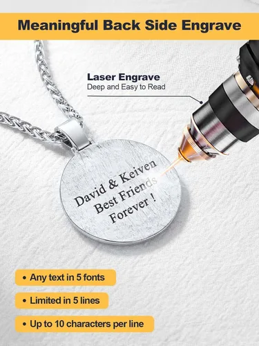 Vista 5 de U7 Collar de fotos personalizado para hombres y mujeres, joyería personalizada con dije de cualquier imagen, cuerda de acero inoxidable, espiga