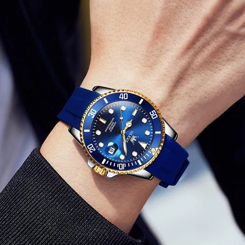 Vista 3 de Reloj automático de viento automático para hombre, reloj de lujo de acero inoxidable con fecha, reloj clásico impermeable con bisel giratorio