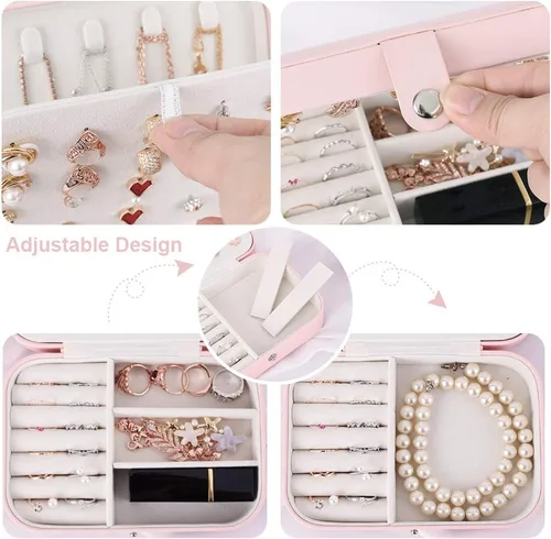 Vista 5 de Joyero Homchen de viaje, caja para guardar las joyas, para collares, pendientes, anillos y pulseras