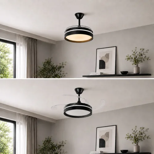 Vista 3 de Ventilador de Techo con Luz LED, 4 Aspas Retráctiles y Mando a Distancia InnovaGoods