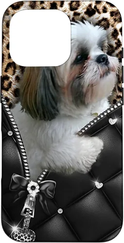 Vista 20 de Funda Shih Tzu con cremallera para iPhone 16 I Love Shih Tzu Dogs Leopard Hippie Leather