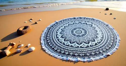 Vista 23 de Tapiz redondo de mandala indio, manta de playa, mantel de algodón gitano hippie bohemio, toalla de playa, esterilla de yoga