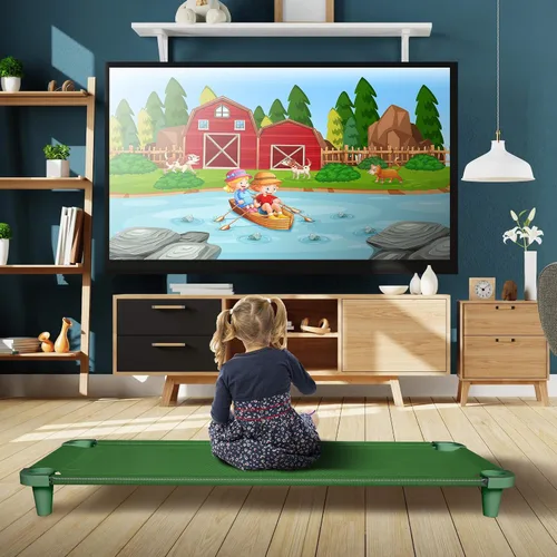 Vista 5 de Acrimet Cuna siesta para niños, cama portátil para niños pequeños, apilable, 52 pulgadas de largo (tubos de acero inoxidable)