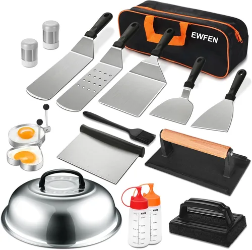 Vista 8 de Juego de accesorios para parrilla de 30 piezas, juego de accesorios para parrilla de parte superior plana para Blackstone y Camp Chef, juego