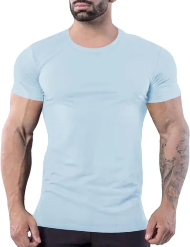 Vista 2 de Uni Clau Camisetas musculares para hombre, camisetas de manga corta a la moda, camiseta de entrenamiento atlético para gimnasio
