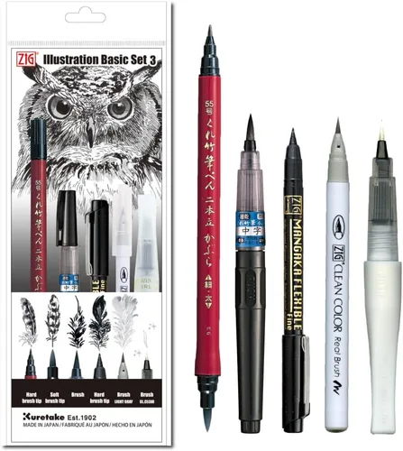 Vista 8 de Kuretake Zig Inktober - Juego de rotuladores para ilustración, dibujo de manga, letras y caligrafía, artista profesional, fabricado en Japón