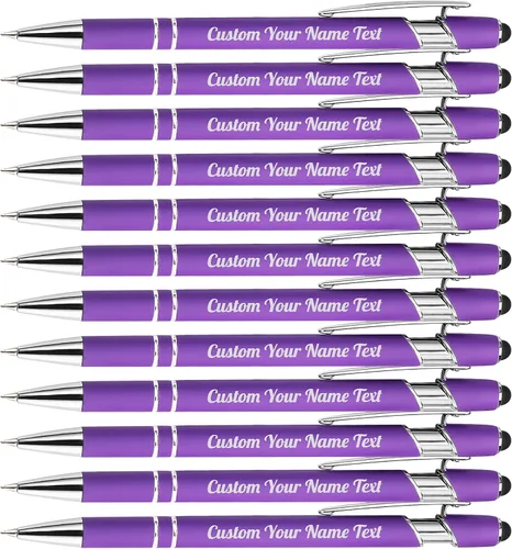 Vista 88 de 12 unidades de bolígrafos personalizados a granel con nombre grabado gratis, bolígrafos de bola personalizados con lápiz óptico, mensaje de texto