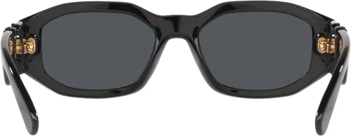 Vista 4 de Versace Gafas de sol para hombre, montura negra, lentes gris oscuro, 2.087in