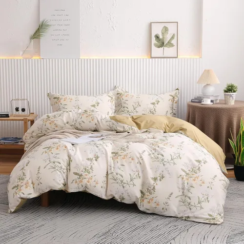 Vista 11 de OAITE - Juego de funda de edredón individual con patrón floral de 600 hilos, ultrasuave, 100% algodón, fibra larga, juego de 3 piezas, transpirable