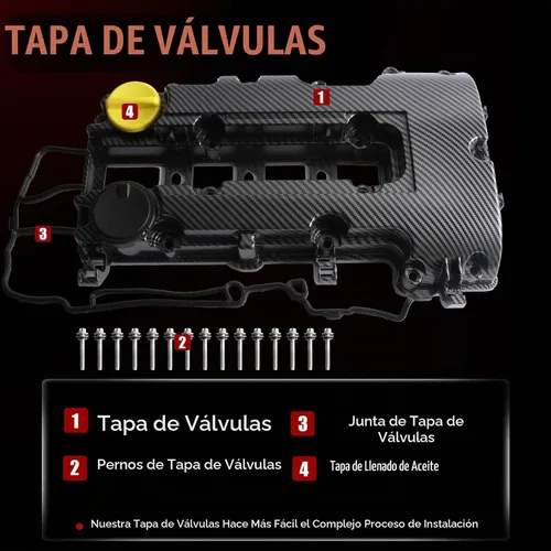 Vista 3 de MITZONE Cubierta de válvula de aluminio tipo tira de carbono compatible con Chevrolet Cruze 2011-2016 Sonic 2012-2020 Trax 2013-2021 Volt 2011-2015