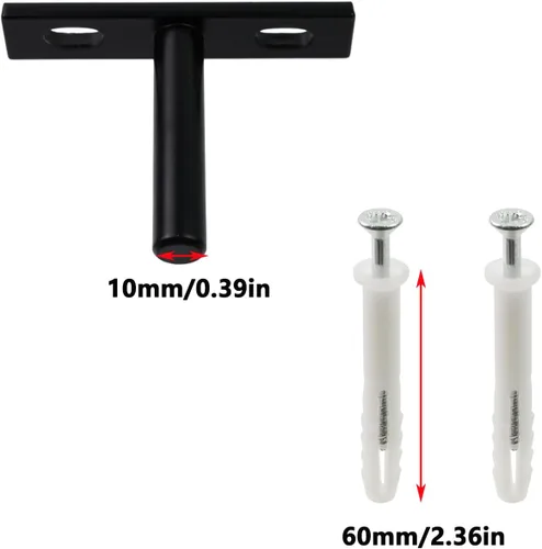 Vista 3 de Antrader Soporte de Estante Flotante Negro, 4 Piezas Soportes Ocultos de Estante de 2 Pulgadas Soporte Ciego de Estante Soportes Ocultos