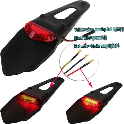 Vista 5 de Yibid Lámpara de freno LED universal con montaje en guardabarros trasero para Honda XR250 XR400 XR650 Yamaha, motocicleta todoterreno personalizada