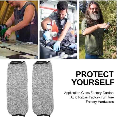 Vista 9 de Mangas de brazo resistentes a cortes de 13.8 in, cubierta de protección de antebrazo Hppe grado 5, funda protectora anticortes para carpintería