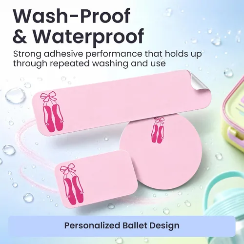 Vista 2 de Suministros escolares etiquetas de nombre personalizadas, etiquetas adhesivas de nombre personalizadas lavables para niñas, etiquetas adhesivas
