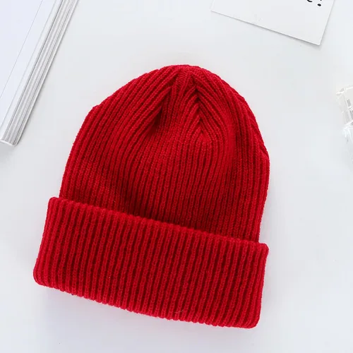Vista 2 de No Brim Hat Cold Weather Thermal Unisex Winter High Elasticity Solid Color Knitted Soft Anti-Slip Dome Top Warm