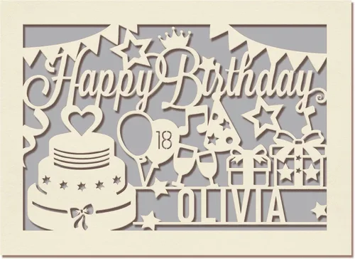 Vista 4 de Tarjeta de Cumpleaños Personalizada de Papel Cortado con Láser Tarjetas de Felicitación Regalo Personalizado de Cumpleaños Tarjeta Terminada a