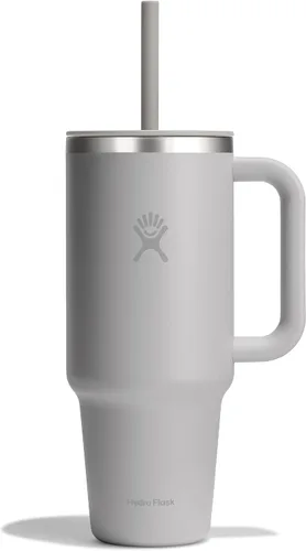 Vista 64 de Hydro Flask Vaso de Viaje con Asa, Tapa y Pajita - Acero Inoxidable Aislado en 24 Oz Aloe