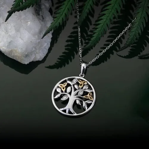 Vista 3 de Solvar - Collar con colgante de árbol de la vida con diamantes de 10 quilates