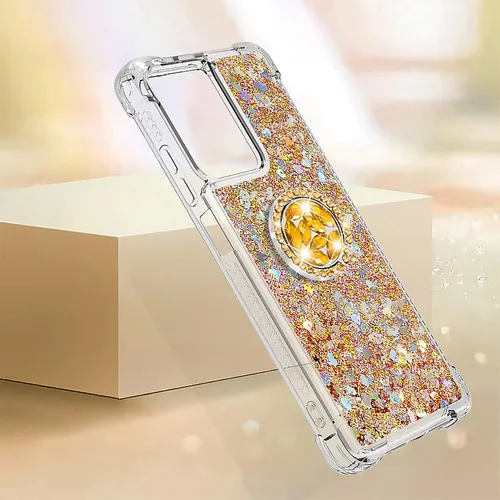 Vista 7 de CCSmall Funda transparente con purpurina para Xiaomi Redmi Note 12 Pro 5G, cubierta brillante de arena movediza líquida con soporte de anillo de Con