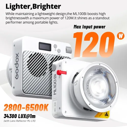 Vista 2 de Godox ML100Bi 120W bicolor LED luz de vídeo