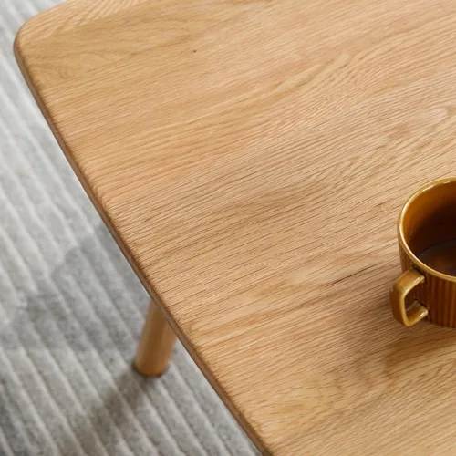 Vista 5 de Mesa de centro cuadrada de madera maciza con almacenamiento, mesa de mediados de siglo hecha a mano 100% madera de roble macizo natural para sala