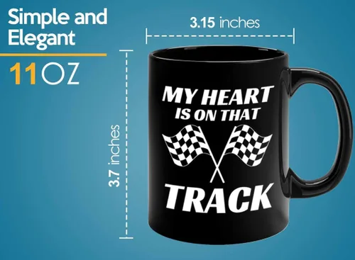 Vista 5 de Taza de café Racer de 11 onzas, color negro, On That Track - Fuel Speed Racer Car Guys Circuit Automotriz Racing Boy Regalos para él, papá, hombres