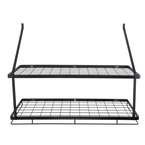 Vista 10 de VEVOR Estante para ollas montado en la pared, estante para colgar ollas y sartenes de 30 pulgadas, colgador de ollas y sartenes con 12 ganchos en S