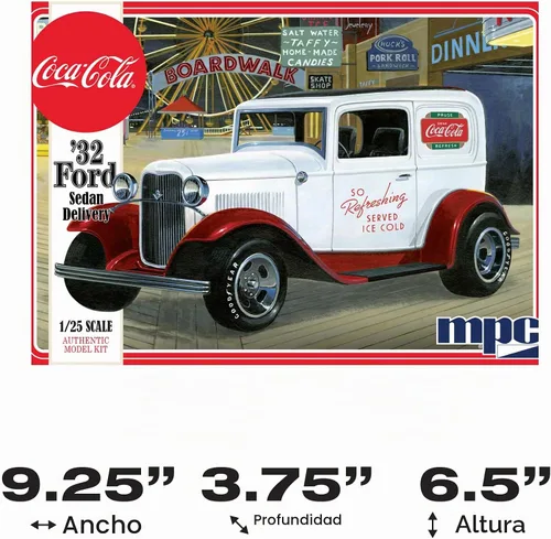 Vista 5 de MPC 1932 Ford Sedan Delivery Coca Cola - Kit de modelo de coche de plástico a escala 1:25, negro