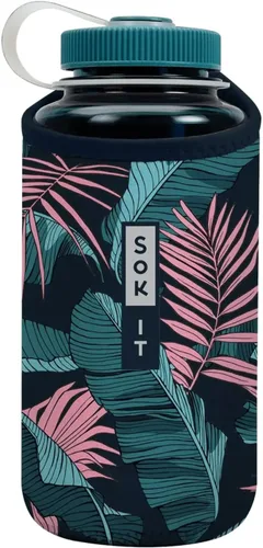 Vista 174 de Sok It BotlSok Funda para botella de agua con cubierta de neopreno aislante (Floral abstracto, se ajusta a CamelBak o Nalgene de 12 onzas)