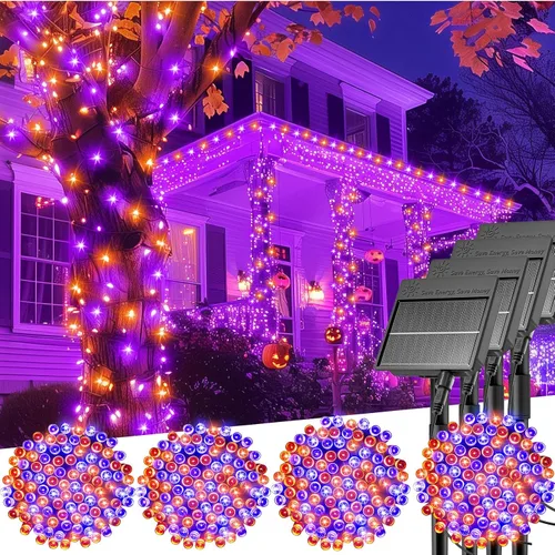 Vista 20 de Minetom Luces de Cadena Solares para Exteriores, 40 pies, 100 Luces LED de Cadena Alimentadas por Energía Solar con 8 Modos de Iluminación, Luces
