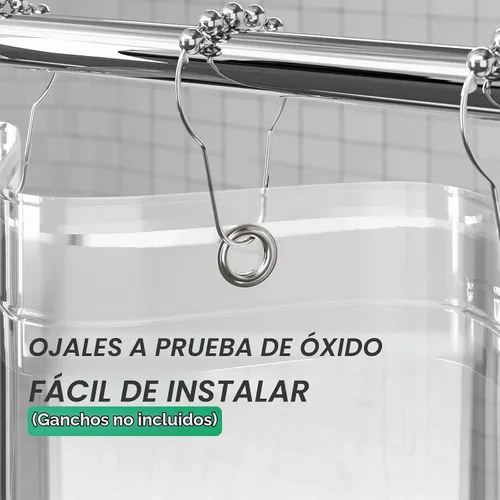 Vista 3 de AmazerBath Cortina de ducha larga de 36 x 84 pulgadas, cortina de ducha transparente de PEVA grueso resistente, cortina estrecha con 2 piedras